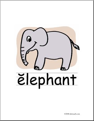 Clip Art: Basic Words: Elephant Color (poster)