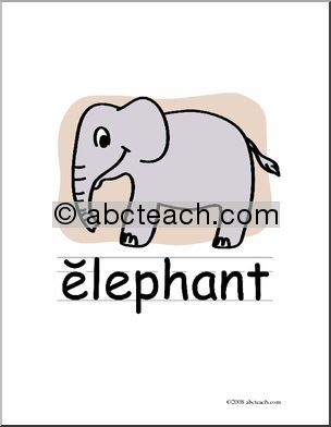 Clip Art: Basic Words: Elephant Color (poster)
