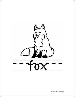 Clip Art: Basic Words: Fox B/W (poster)