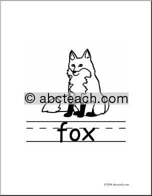 Clip Art: Basic Words: Fox B/W (poster)