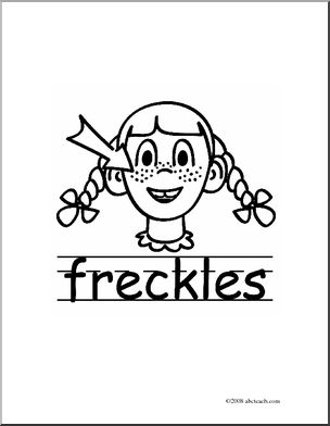 Clip Art: Basic Words: Freckles B/W (poster)