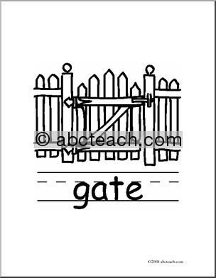 Clip Art: Basic Words: Gate B/W (poster)