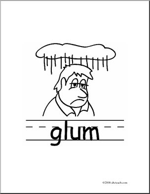 Clip Art: Basic Words: Glum B/W (poster)