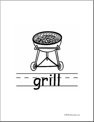 Clip Art: Basic Words: Grill B/W (poster)