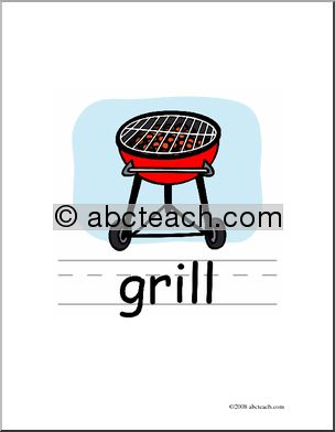 Clip Art: Basic Words: Grill Color (poster)