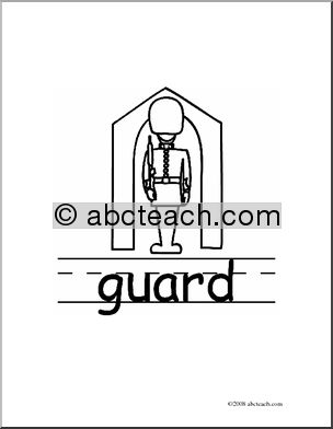 Clip Art: Basic Words: Guard B/W (poster)