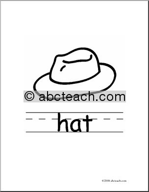 Clip Art: Basic Words: Hat B/W (poster)