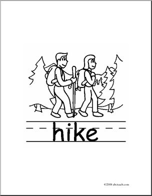 Clip Art: Basic Words: Hike B/W (poster)