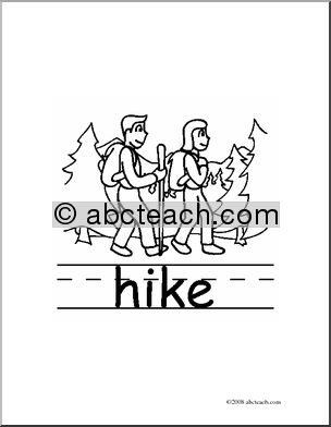 Clip Art: Basic Words: Hike B/W (poster)