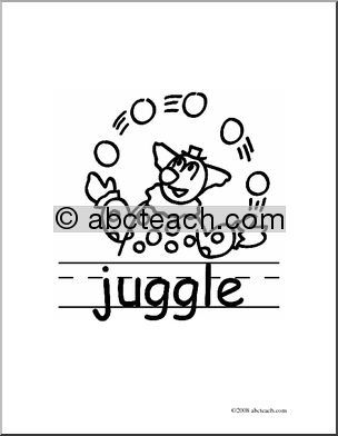 Clip Art: Basic Words: Juggle B/W (poster)
