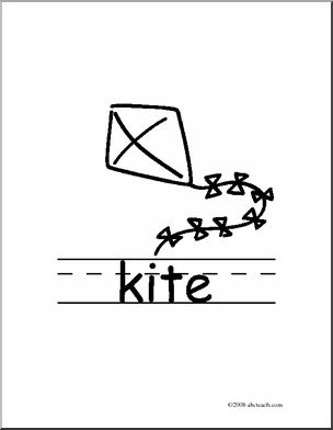Clip Art: Basic Words: Kite B/W (poster)