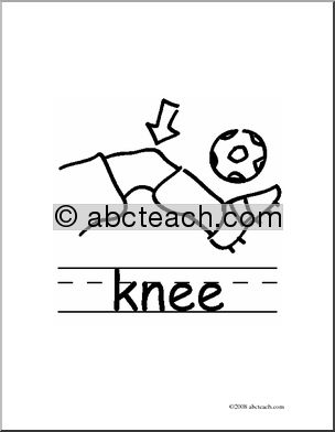 Clip Art: Basic Words: Knee B/W (poster)