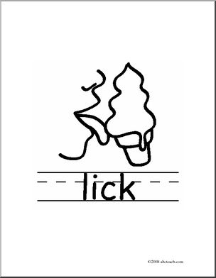 Clip Art: Basic Words: Lick B/W (poster)