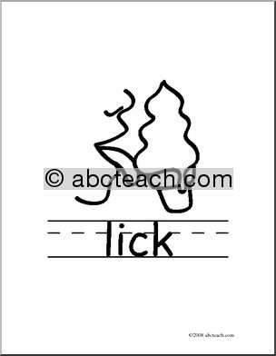 Clip Art: Basic Words: Lick B/W (poster)