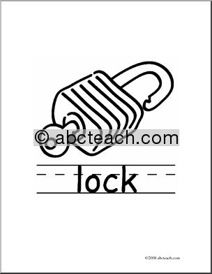 Clip Art: Basic Words: Lock B/W (poster)
