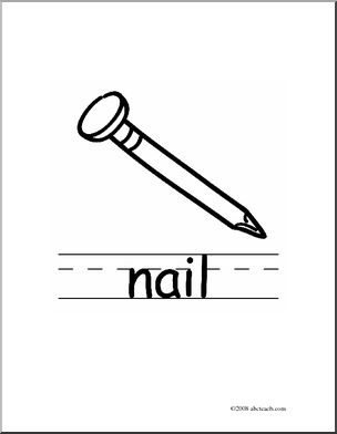 Clip Art: Basic Words: Nail B/W (poster)