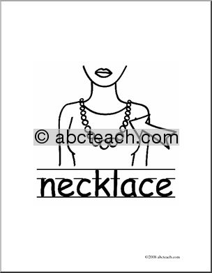 Clip Art: Basic Words: Necklace B/W (poster)