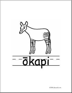 Clip Art: Basic Words: Okapi B/W (poster)