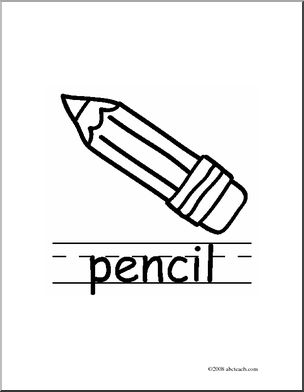 Clip Art: Basic Words: Pencil B/W (poster)