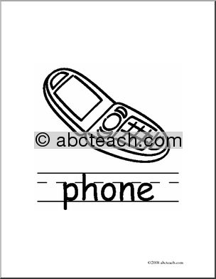 Clip Art: Basic Words: Phone B/W (poster)