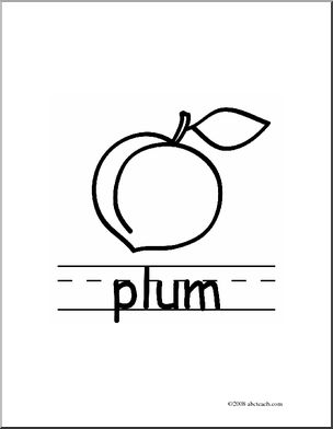 Clip Art: Basic Words: Plum B/W (poster)