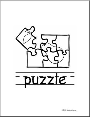 Clip Art: Basic Words: Puzzle B/W (poster)