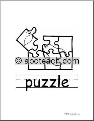 Clip Art: Basic Words: Puzzle B/W (poster)