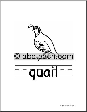 Clip Art: Basic Words: Quail B/W (poster)