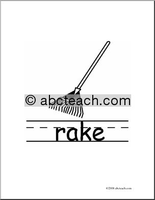 Clip Art: Basic Words: Rake B/W (poster)