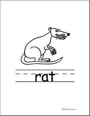 Clip Art: Basic Words: Rat B/W (poster)
