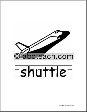 Clip Art: Basic Words: Shuttle B/W (poster)