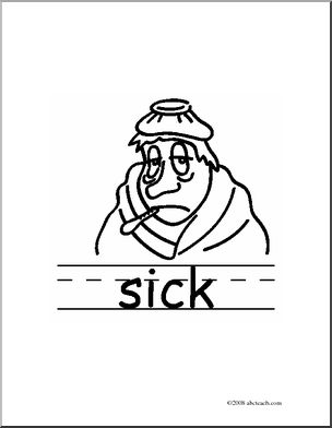 Clip Art: Basic Words: Sick B/W (poster)