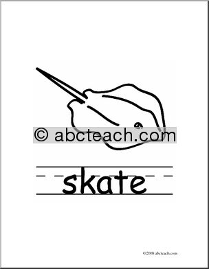 Clip Art: Basic Words: Skate2 B/W (poster)