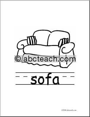 Clip Art: Basic Words: Sofa B/W (poster)