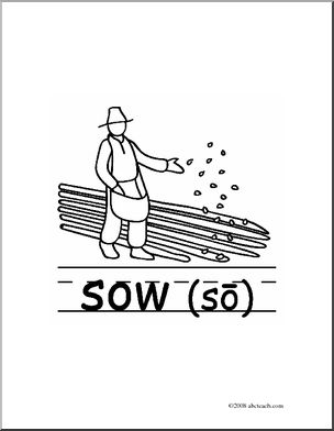 Clip Art: Basic Words: Sow B/W (poster)