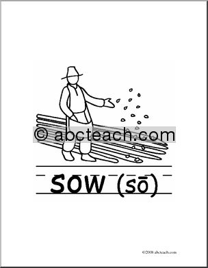 Clip Art: Basic Words: Sow B/W (poster)