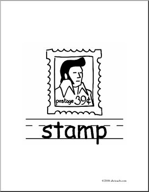Clip Art: Basic Words: Stamp B/W (poster)