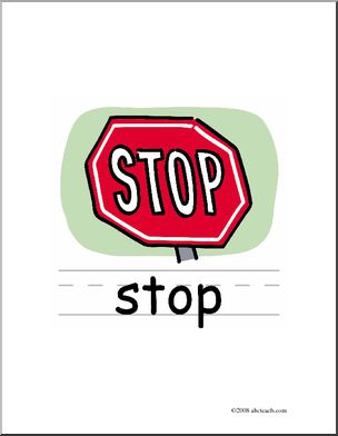 Clip Art: Basic Words: Stop Color (poster)