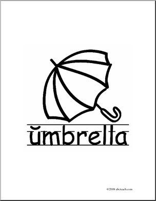 Clip Art: Basic Words: Umbrella B/W (poster)