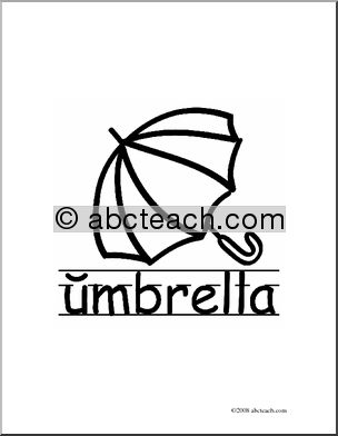 Clip Art: Basic Words: Umbrella B/W (poster)