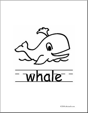 Clip Art: Basic Words: Whale B/W (poster)