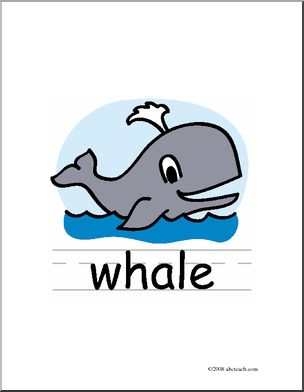 Clip Art: Basic Words: Whale Color (poster)