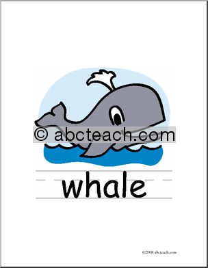 Clip Art: Basic Words: Whale Color (poster)