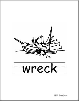 Clip Art: Basic Words: Wreck B/W (poster)