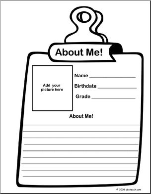 Bulletin Board Decoration:  All About Me (b/w)