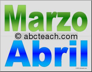 Spanish: Calendario-Este mes es – Month Cards Bulletin Board Size (color)