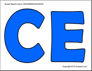 Bulletin Board: “December Holidays” – blue letters (prek/elem)