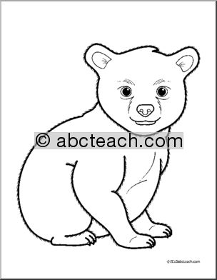 Clip Art: Baby Animals: Bear Cub (coloring page)