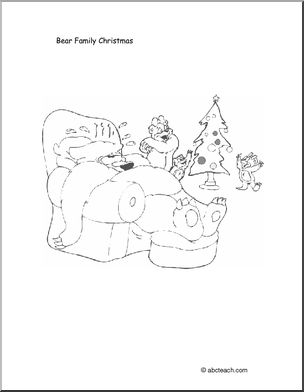 Coloring Page: Christmas – Bear Family