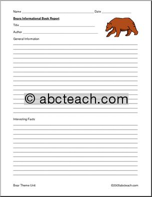 Book Report Form: Bears